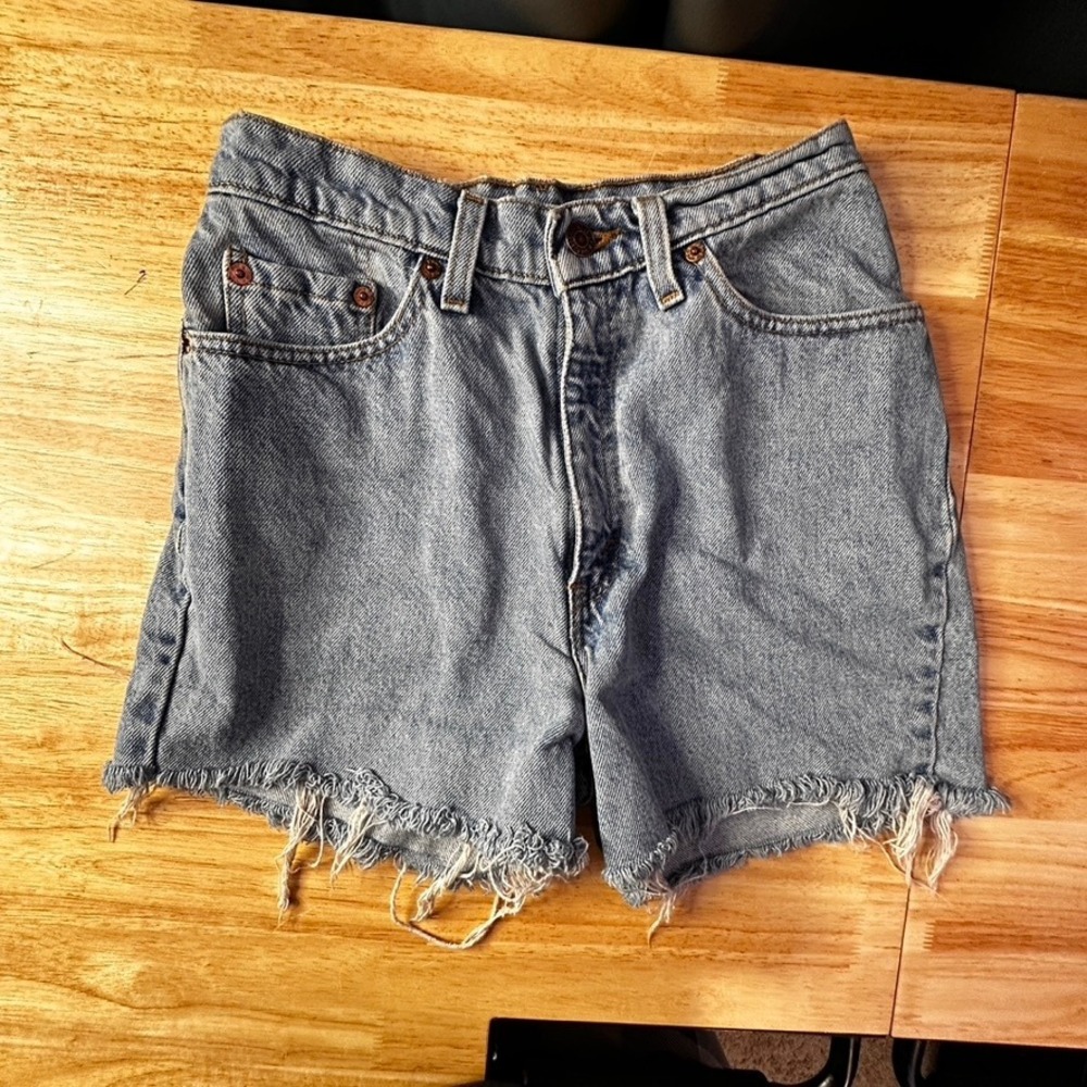 Vintage Levis 512 High Waisted Denim Shorts Light Wash Cut Offs 90s USA Made 9 M